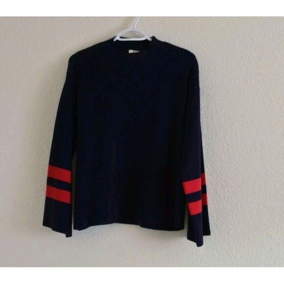 Moth Anthropologie Navy Red Stripe Sweater Size L Anchor Preppy - Picture 7 of 7